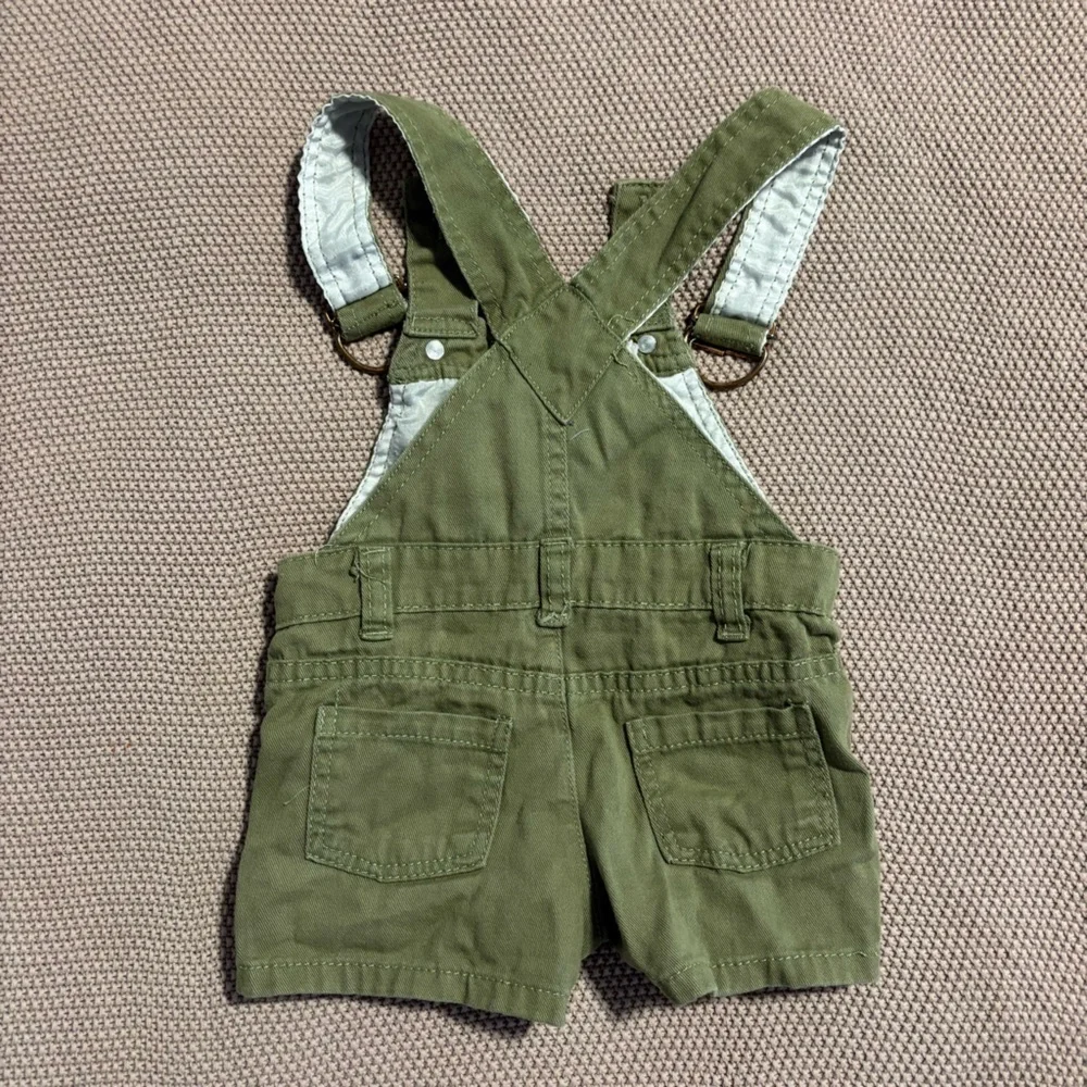 Olive Green Kids Dungaree Shorts